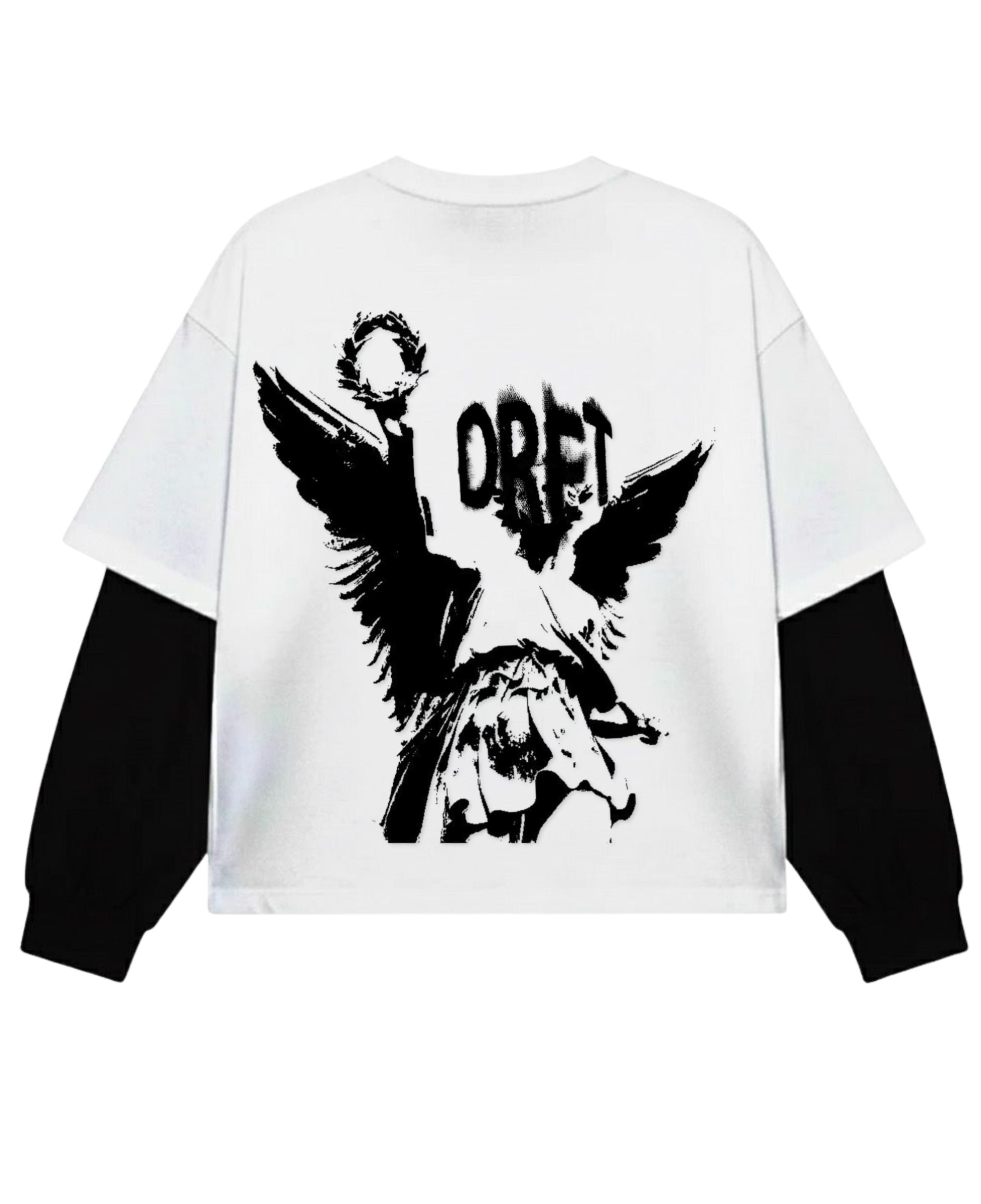 White With Black Sleeve Oversized Tee Back Design